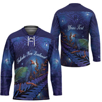 Takahe New Zealand Personalised Hockey Jersey Harakeke Silver Fern Maori Pattern