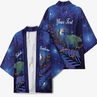 Takahe New Zealand Personalised Kimono Harakeke Silver Fern Maori Pattern