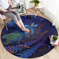 Takahe New Zealand Personalised Round Carpet Harakeke Silver Fern Maori Pattern