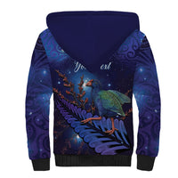 Takahe New Zealand Personalised Sherpa Hoodie Harakeke Silver Fern Maori Pattern