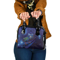Takahe New Zealand Personalised Shoulder Handbag Harakeke Silver Fern Maori Pattern