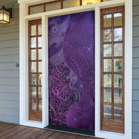 New Zealand Matariki Door Cover Maori Manaia Galaxy Silver Fern Purple Color LT22 - Polynesian Pride