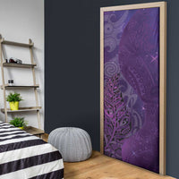 New Zealand Matariki Door Cover Maori Manaia Galaxy Silver Fern Purple Color LT22 - Polynesian Pride