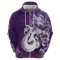 New Zealand Matariki Hoodie Maori Manaia Galaxy Silver Fern Purple Color LT22 - Polynesian Pride