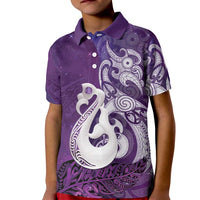 New Zealand Matariki Kid Polo Shirt Maori Manaia Galaxy Silver Fern Purple Color LT22 Kid Purple - Polynesian Pride