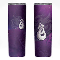 New Zealand Matariki Skinny Tumbler Maori Manaia Galaxy Silver Fern Purple Color LT22 Purple - Polynesian Pride