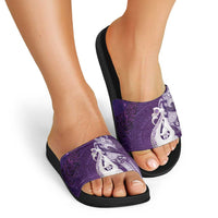 New Zealand Matariki Slide Sandals Maori Manaia Galaxy Silver Fern Purple Color