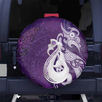 New Zealand Matariki Spare Tire Cover Maori Manaia Galaxy Silver Fern Purple Color LT22 No hole Purple - Polynesian Pride