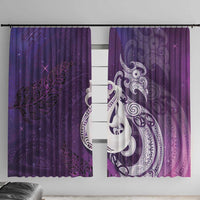 New Zealand Matariki Window Curtain Maori Manaia Galaxy Silver Fern Purple Color
