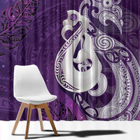 New Zealand Matariki Window Curtain Maori Manaia Galaxy Silver Fern Purple Color