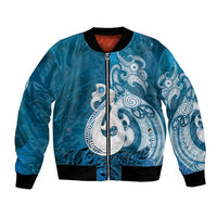 New Zealand Matariki Bomber Jacket Maori Manaia Galaxy Silver Fern Blue Color