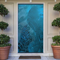 New Zealand Matariki Door Cover Maori Manaia Galaxy Silver Fern Blue Color