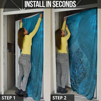 New Zealand Matariki Door Cover Maori Manaia Galaxy Silver Fern Blue Color