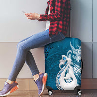 New Zealand Matariki Luggage Cover Maori Manaia Galaxy Silver Fern Blue Color