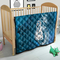 New Zealand Matariki Quilt Maori Manaia Galaxy Silver Fern Blue Color