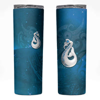 New Zealand Matariki Skinny Tumbler Maori Manaia Galaxy Silver Fern Blue Color LT22 Blue - Polynesian Pride