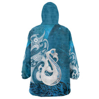 New Zealand Matariki Wearable Blanket Hoodie Maori Manaia Galaxy Silver Fern Blue Color LT22 - Polynesian Pride