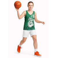 New Zealand Matariki Basketball Jersey Maori Manaia Galaxy Silver Fern Green Color LT22 - Polynesian Pride