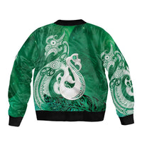 New Zealand Matariki Bomber Jacket Maori Manaia Galaxy Silver Fern Green Color