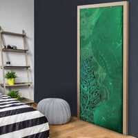 New Zealand Matariki Door Cover Maori Manaia Galaxy Silver Fern Green Color LT22 - Polynesian Pride