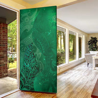 New Zealand Matariki Door Cover Maori Manaia Galaxy Silver Fern Green Color LT22 - Polynesian Pride