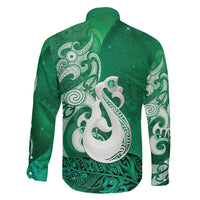 New Zealand Matariki Family Matching Long Sleeve Bodycon Dress and Hawaiian Shirt Maori Manaia Galaxy Silver Fern Green Color LT22 - Polynesian Pride