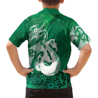 New Zealand Matariki Family Matching Mermaid Dress and Hawaiian Shirt Maori Manaia Galaxy Silver Fern Green Color LT22 - Polynesian Pride