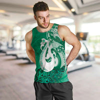 New Zealand Matariki Men Tank Top Maori Manaia Galaxy Silver Fern Green Color