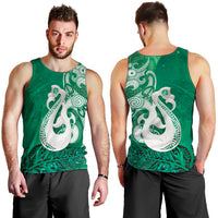 New Zealand Matariki Men Tank Top Maori Manaia Galaxy Silver Fern Green Color