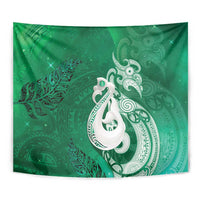 New Zealand Matariki Tapestry Maori Manaia Galaxy Silver Fern Green Color
