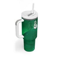 New Zealand Matariki Tumbler With Handle Maori Manaia Galaxy Silver Fern Green Color