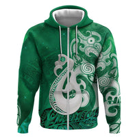 New Zealand Matariki Zip Hoodie Maori Manaia Galaxy Silver Fern Green Color LT22 Zip Hoodie Green - Polynesian Pride