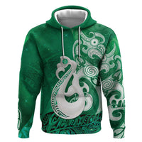 New Zealand Matariki Zip Hoodie Maori Manaia Galaxy Silver Fern Green Color LT22 Pullover Hoodie Green - Polynesian Pride