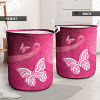 New Zealand Breast Cancer Awareness Laundry Basket Pink Ribbon Butterfly Maori Pattern