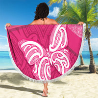 New Zealand Breast Cancer Awareness Beach Blanket Pink Ribbon Butterfly Maori Pattern