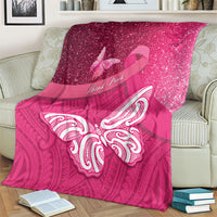 New Zealand Breast Cancer Awareness Blanket Pink Ribbon Butterfly Maori Pattern