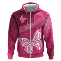 New Zealand Breast Cancer Awareness Hoodie Pink Ribbon Butterfly Maori Pattern