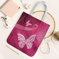 New Zealand Breast Cancer Awareness Tote Bag Pink Ribbon Butterfly Maori Pattern