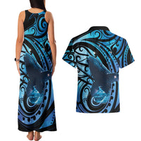 New Zealand Matariki Couples Matching Tank Maxi Dress and Hawaiian Shirt Maori Humpback Whale Galaxy LT22 - Polynesian Pride