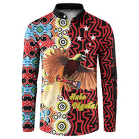 Personalised Papua New Guinea Pidgin Language Week Button Sweatshirt Halo Olgeta Tok Pisin Wik Bird Of Paradise Oro Batik LT22 Red - Polynesian Pride