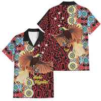 Personalised Papua New Guinea Pidgin Language Week Family Matching Off The Shoulder Long Sleeve Dress and Hawaiian Shirt Halo Olgeta Tok Pisin Wik Bird Of Paradise Oro Batik LT22 Dad's Shirt - Short Sleeve Red - Polynesian Pride