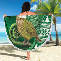 New Zealand Kakapo Christmas In July Beach Blanket Silver Fern Santa Xmas Green Color