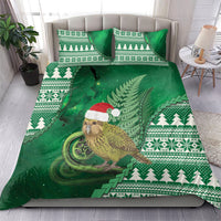 New Zealand Kakapo Christmas In July Bedding Set Silver Fern Santa Xmas Green Color