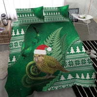New Zealand Kakapo Christmas In July Bedding Set Silver Fern Santa Xmas Green Color