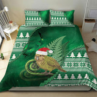 New Zealand Kakapo Christmas In July Bedding Set Silver Fern Santa Xmas Green Color