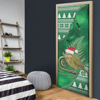 New Zealand Kakapo Christmas In July Door Cover Silver Fern Santa Xmas Green Color