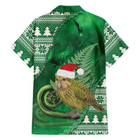 New Zealand Kakapo Christmas In July Family Matching Summer Maxi Dress and Hawaiian Shirt Silver Fern Santa Xmas Green Color