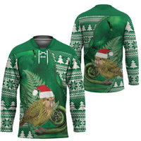 New Zealand Kakapo Christmas In July Hockey Jersey Silver Fern Santa Xmas Green Color