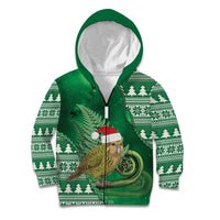 New Zealand Kakapo Christmas In July Kid Hoodie Silver Fern Santa Xmas Green Color