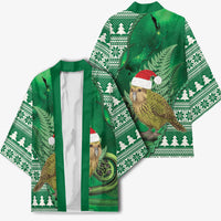 New Zealand Kakapo Christmas In July Kimono Silver Fern Santa Xmas Green Color